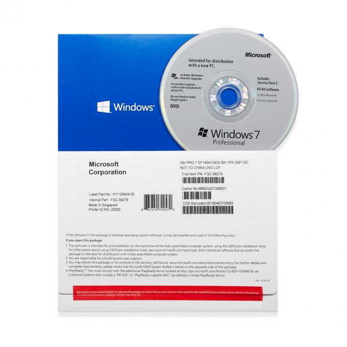 Logiciel global Microsoft Windows OEM professionnel et à la maison de 7 avec la victoire 7 de DVD Microsoft